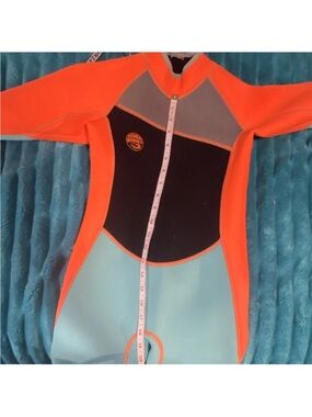 Kids Orange, Teal & Black One-Piece Swim Wetsuit